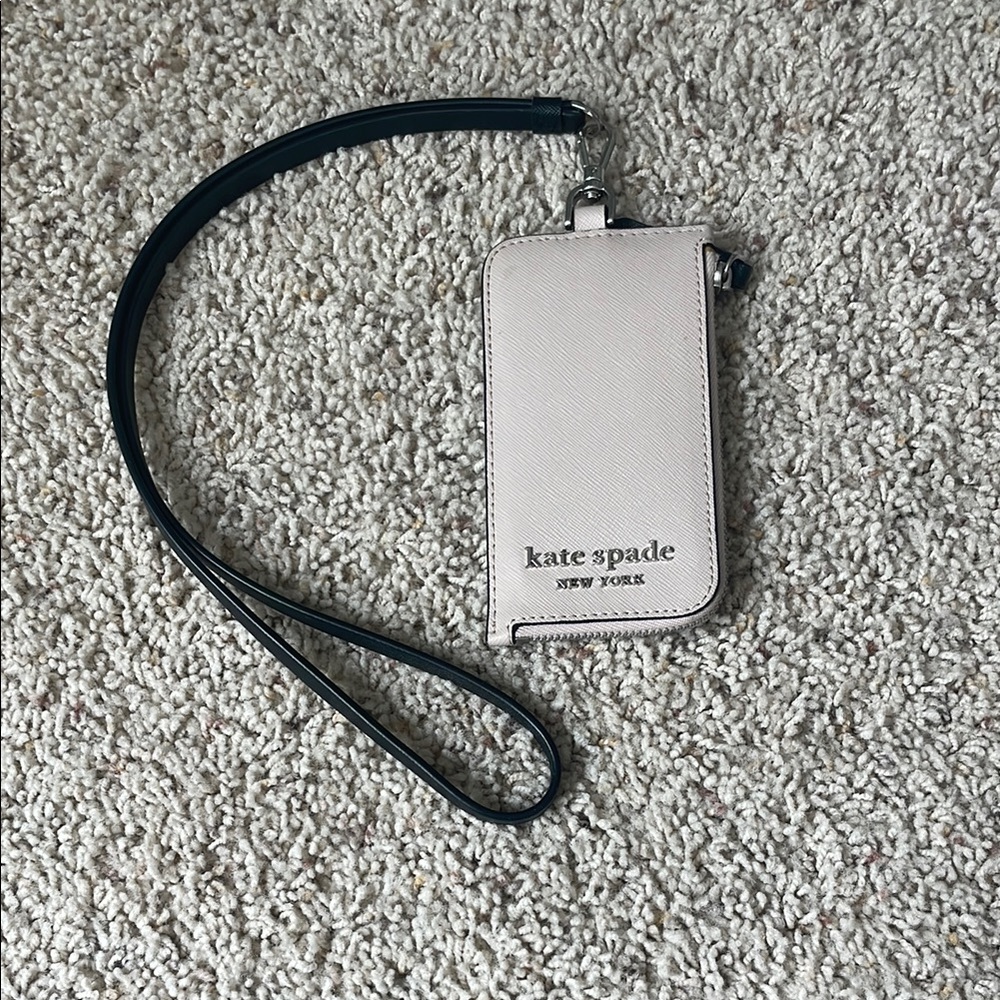Kate Spade Cream Card Holder with Black Strap